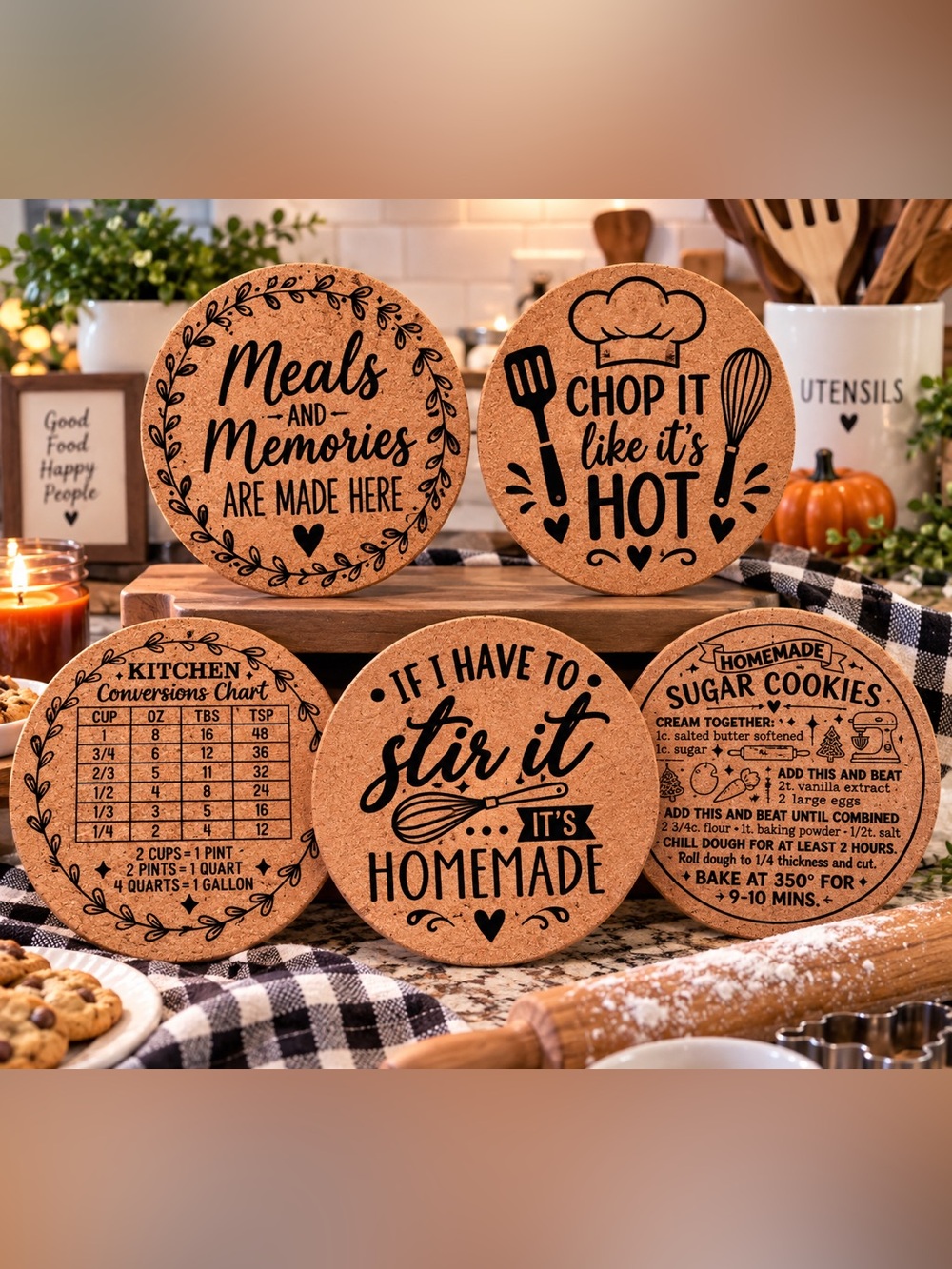 NEW Cork Heat Resistant Slip Proof Trivet can be customized 8" x 8" - Picture 9 of 10